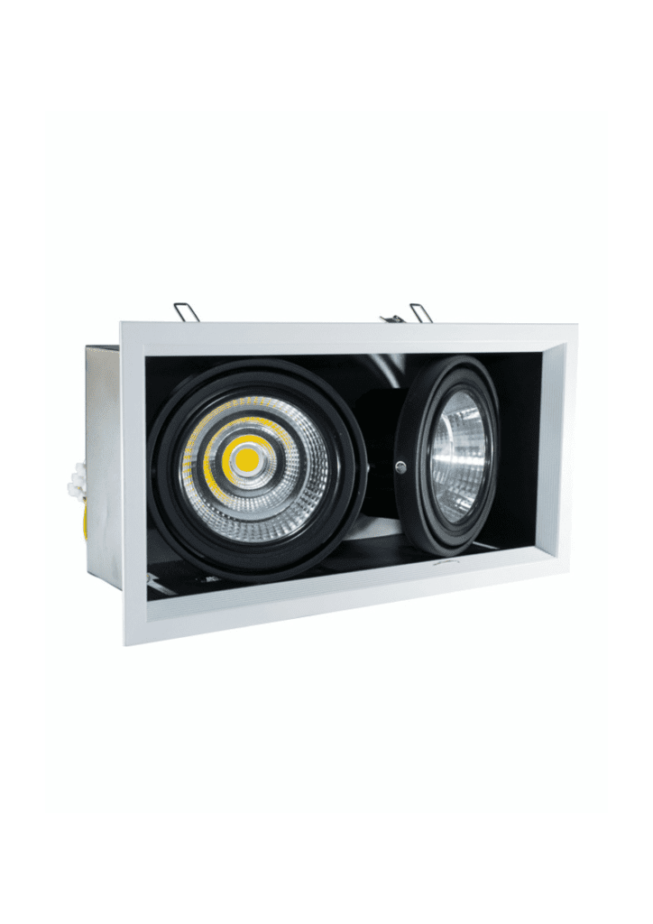 LED downlight, 2x20W, warm-white, COB type – efficient recessed lighting.