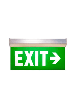 LED exit sign, single face, right arrow – high-visibility emergency signage.